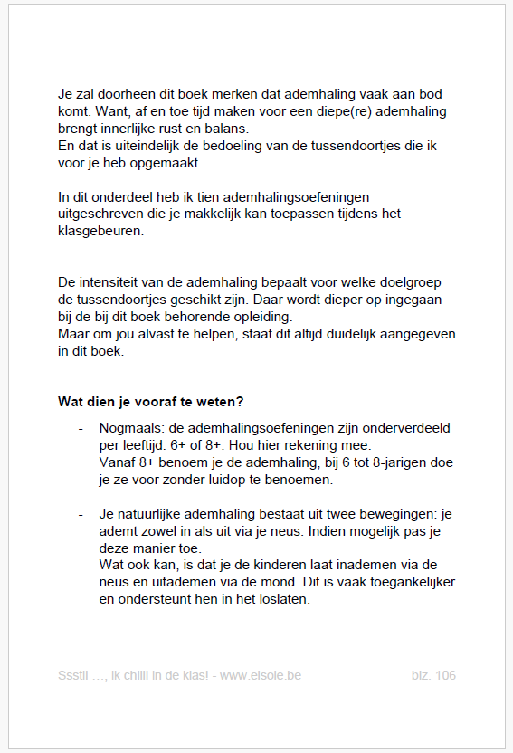 Ssstil ..., ik chilll in de klas! Paginavoorbeeld - Sofie Possemiers - El Sole 